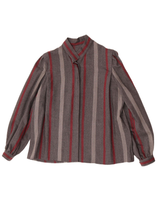Vintage γυναικείο πουκάμισο μπλούζα UK 18 XL γκρι ριγέ