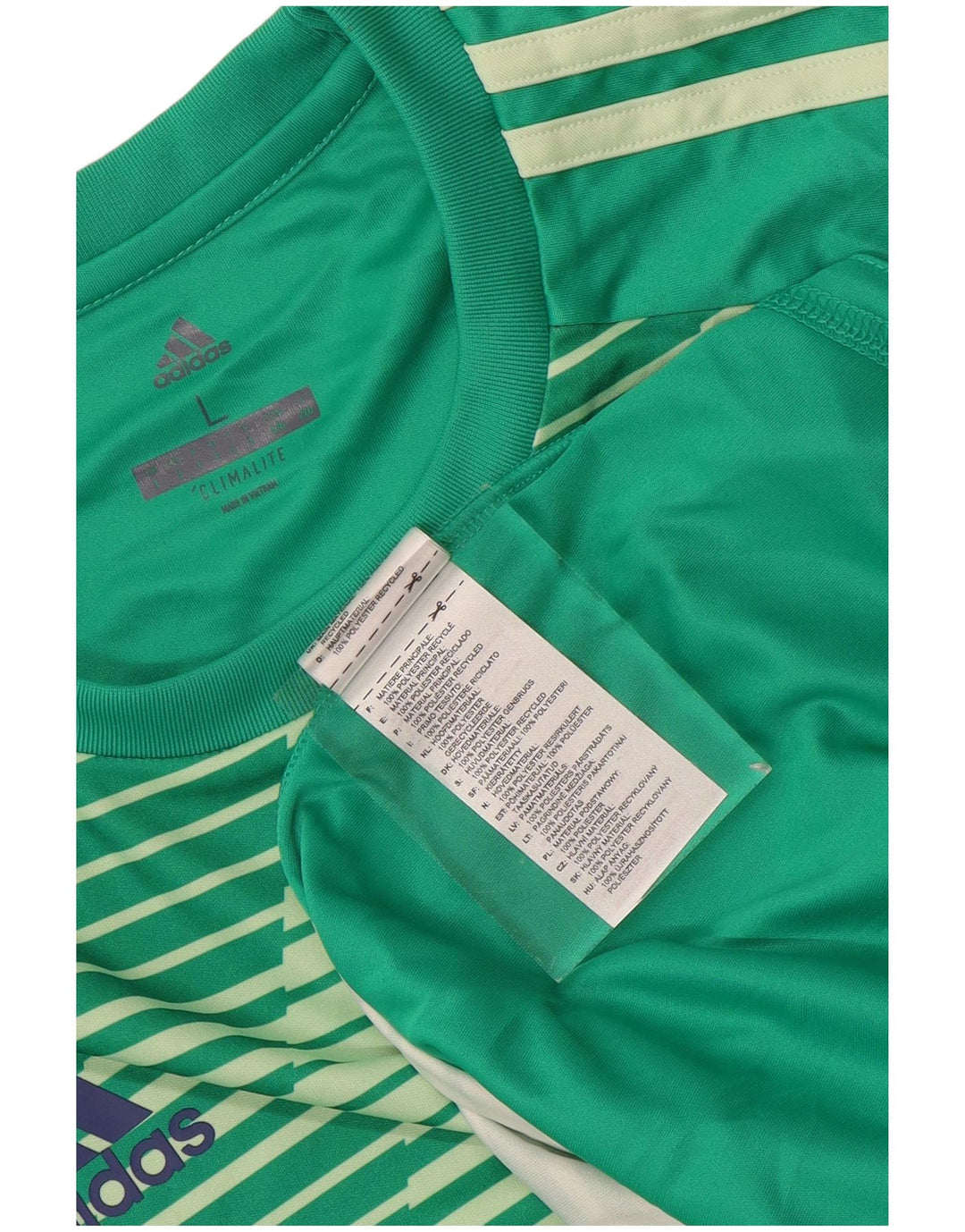 Ανδρικό T-Shirt Climalite ADIDAS Top Large Green ριγέ πολυεστέρας