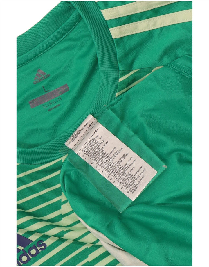 Ανδρικό T-Shirt Climalite ADIDAS Top Large Green ριγέ πολυεστέρας