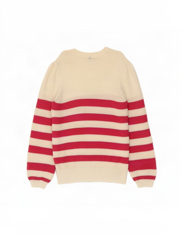 Crew Clothing Γυναικείο πουλόβερ με λαιμό σκάφος UK 14 μεσαίο λευκό ριγέ