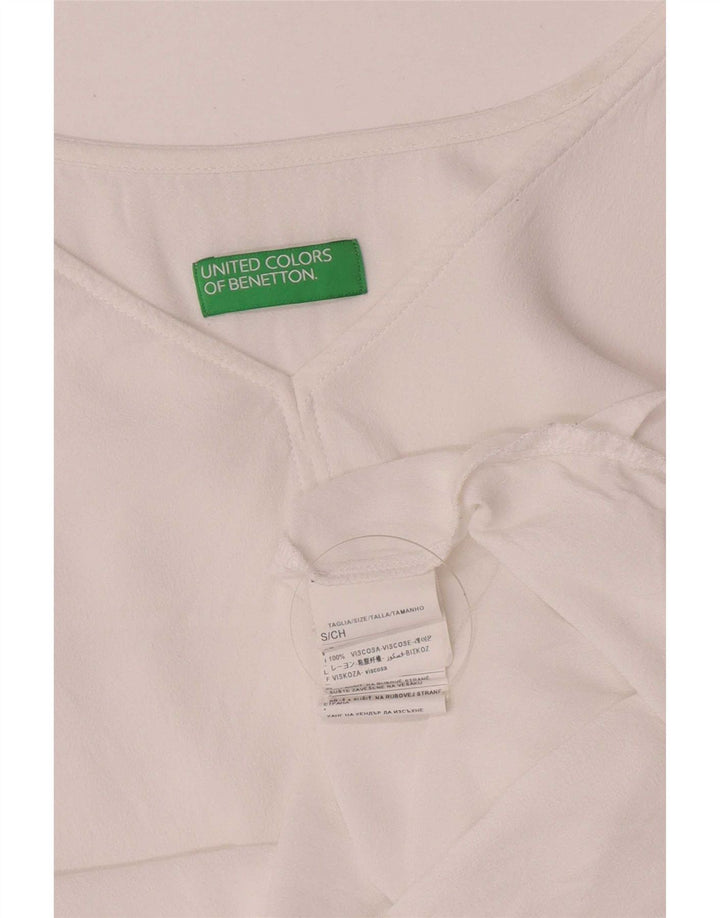 Benetton Γυναικείο Crop Μακρυμάνικο UK 10 Small White Viscose