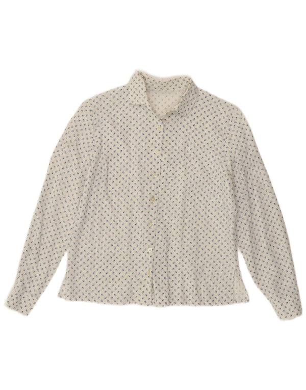 Vintage γυναικείο πουκάμισο UK 14 Medium White Floral