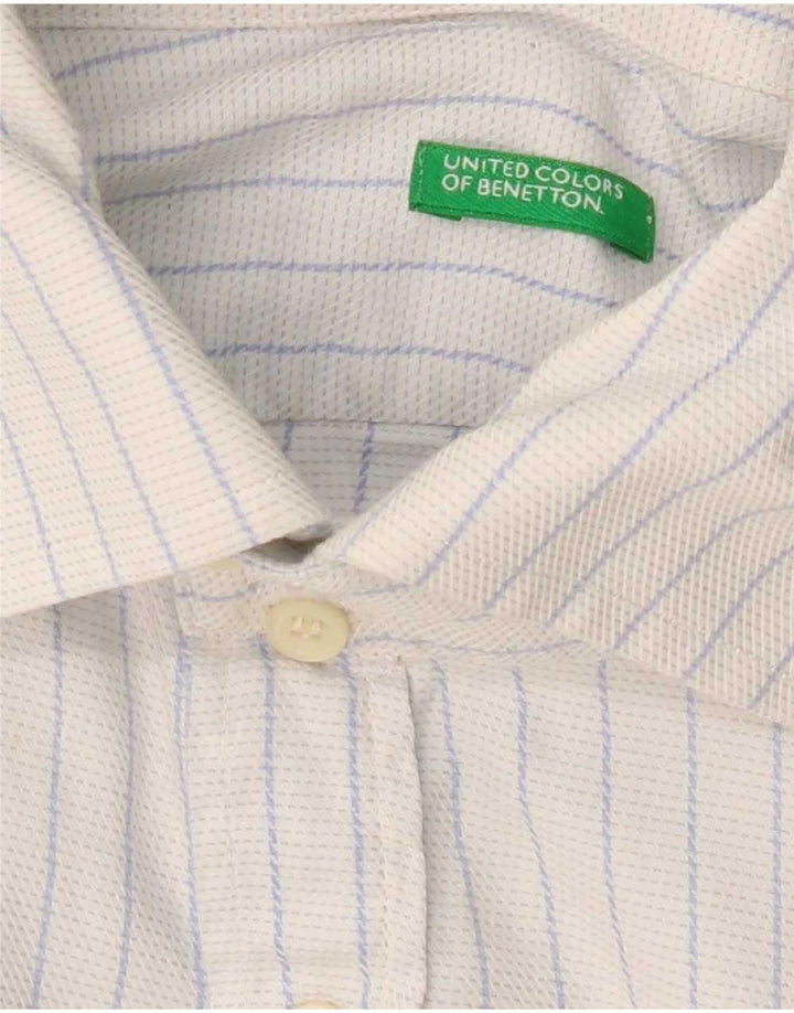 Ανδρικό πουκάμισο Benetton, μεσαίο λευκό ριγέ