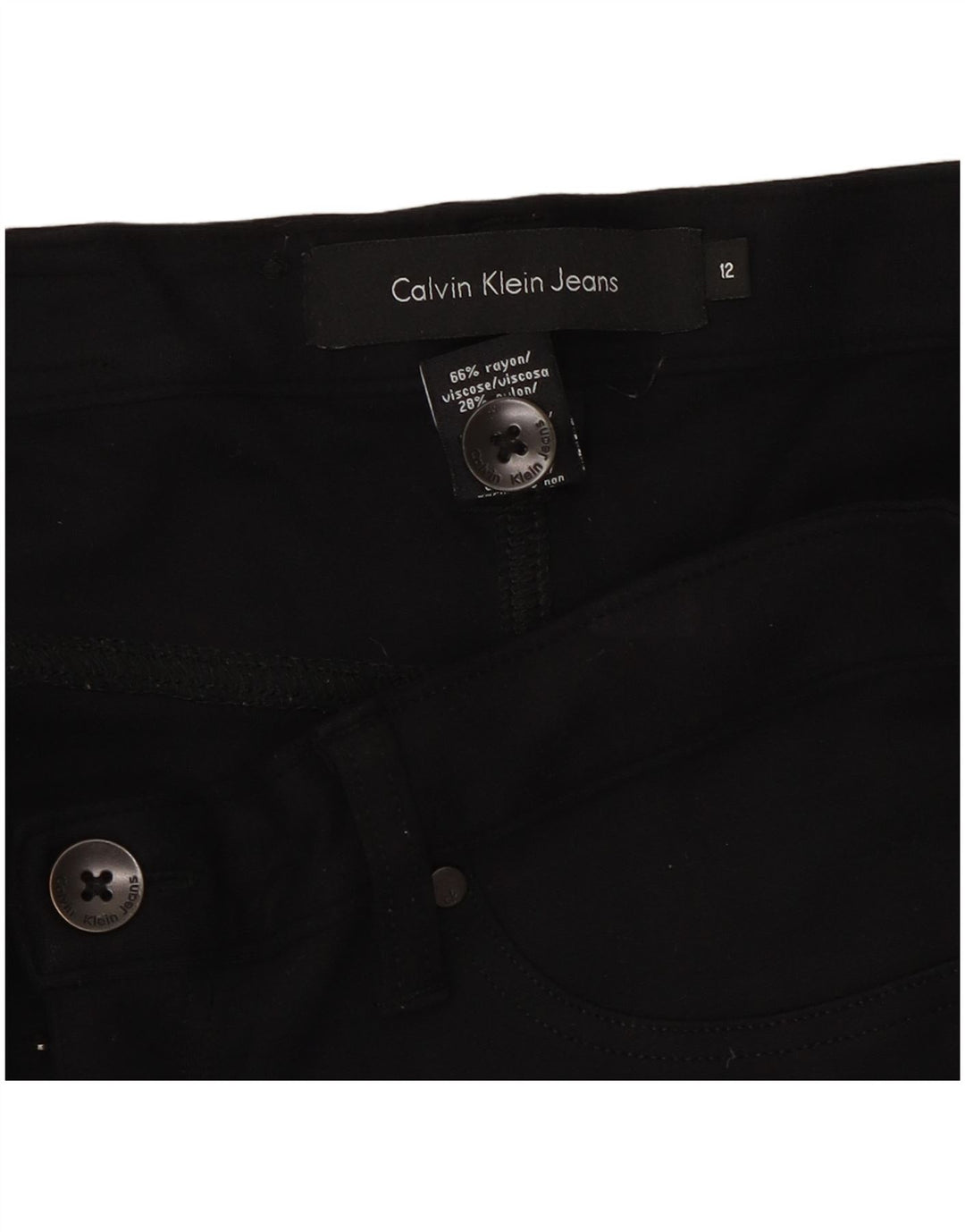 CALVIN KLEIN Γυναικείο Slim Casual Παντελόνι US 12 Large W30 L31 Black Rayon