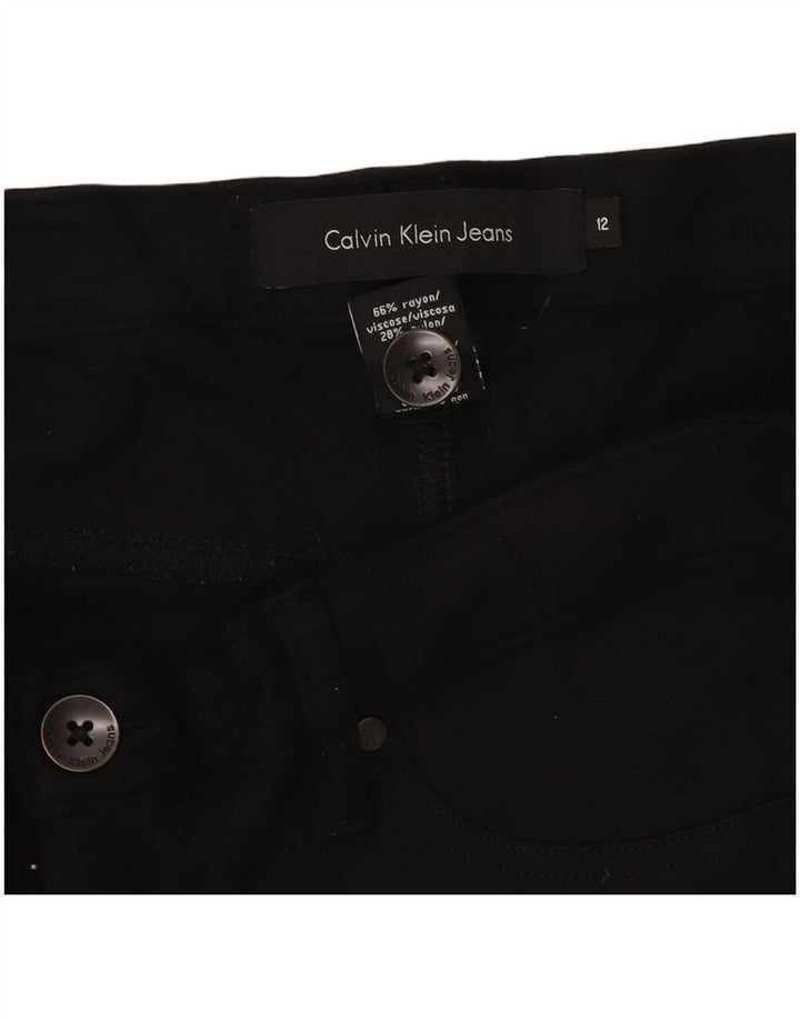 CALVIN KLEIN Γυναικείο Slim Casual Παντελόνι US 12 Large W30 L31 Black Rayon