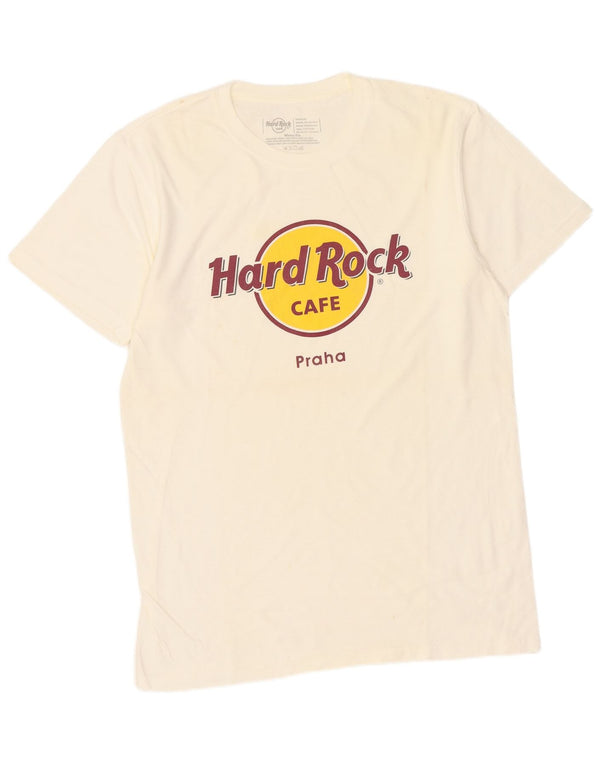 Hard Rock Cafe Mens Praha Graphic T-Shirt Top Medium White Cotton