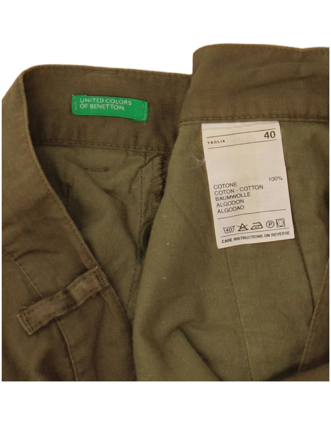 Γυναικεία φούστα Benetton A-Line IT 40 Small W28 Χακί βαμβακερή