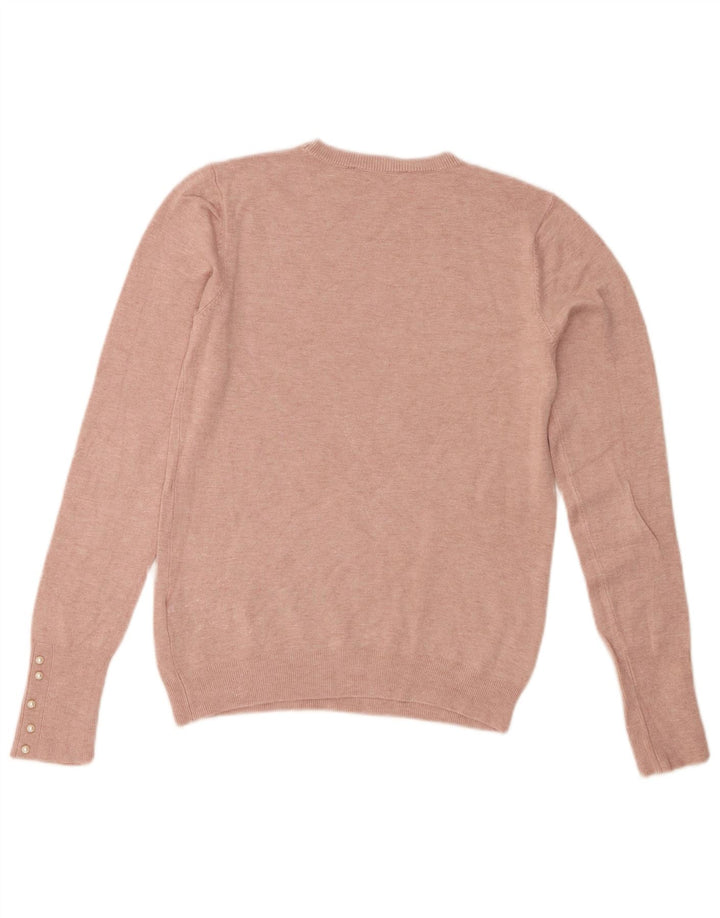 Zara Γυναικείο πουλόβερ με λαιμόκοψη UK 12 Medium Pink Viscose