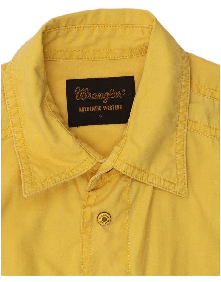 Ανδρικό κοντομάνικο πουκάμισο Wrangler μικρό κίτρινο βαμβακερό