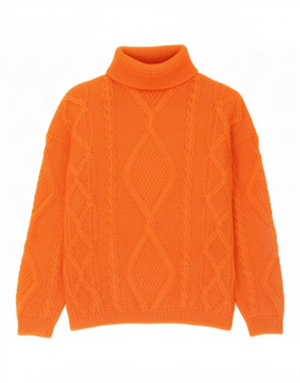 Vintage γυναικείο πουλόβερ με ρολό λαιμόκοψη UK 16 Large Orange