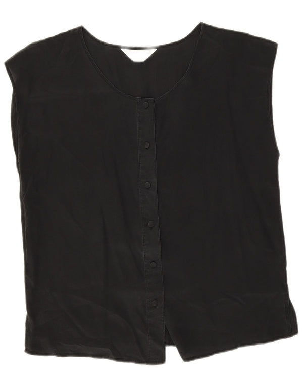 Coocoon Γυναικεία Αμάνικη Μπλούζα UK 14 Large Black Silk