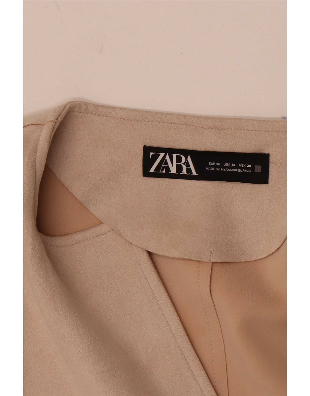 Zara Γυναικείο μπουφάν 3/4 μανίκι ανοιχτό μπλέιζερ UK 14 μέτριο μπεζ ριγέ
