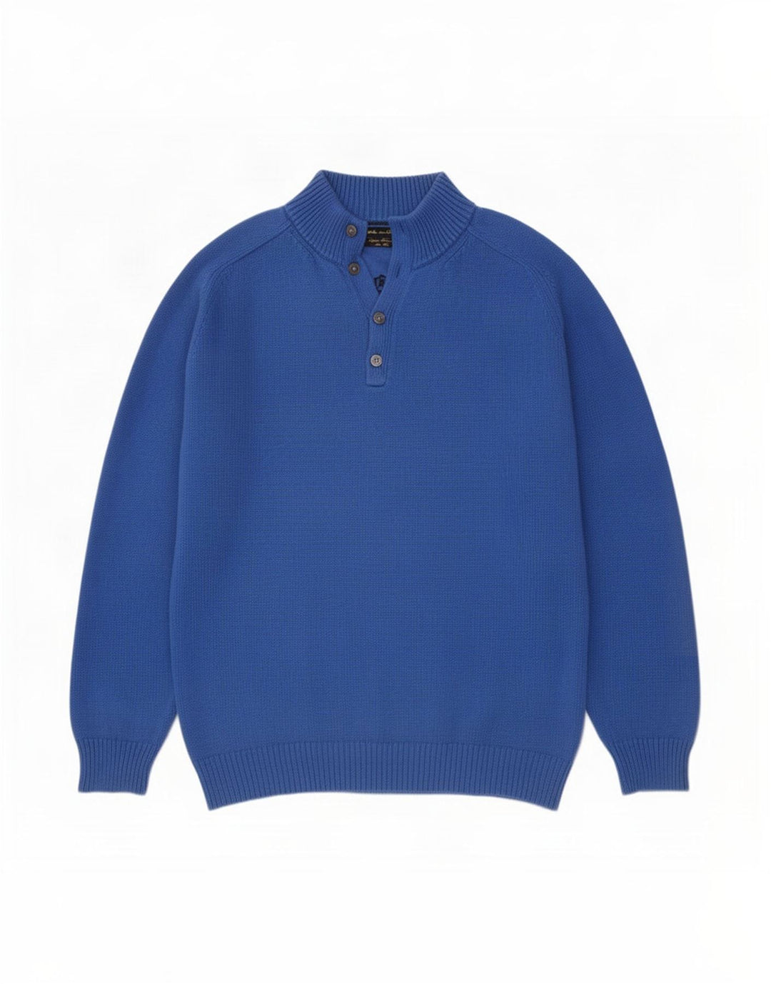 Ανδρικό πουλόβερ Massimo Dutti με κουμπιά για λαιμό 2XL μπλε βαμβακερό