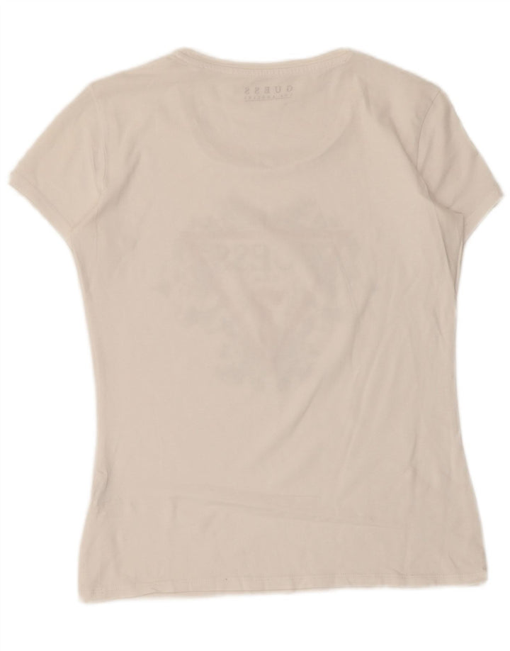 Γυναικείο γραφικό μπλουζάκι Guess Top UK 12 Medium White