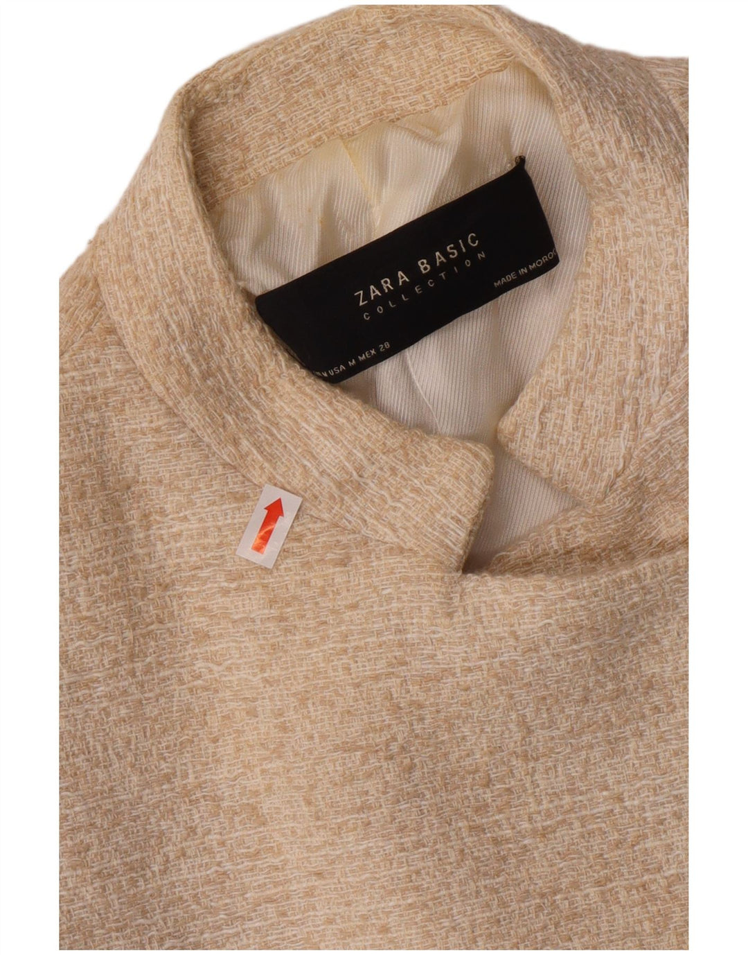 ZARA Γυναικείο Open Blazer Jacket UK 12 Medium Off White Βαμβακερό