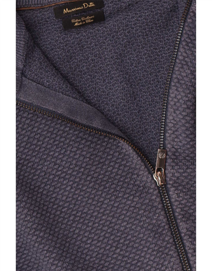 Massimo Dutti Ανδρικό πουλόβερ ζακέτα με πλήρες φερμουάρ Μικρό μπλε ναυτικό βαμβακερό