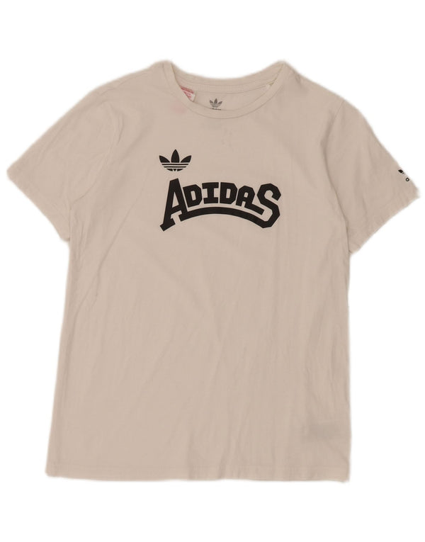 Adidas Boys Graphic T-Shirt Top 12-13 ετών Λευκό βαμβακερό