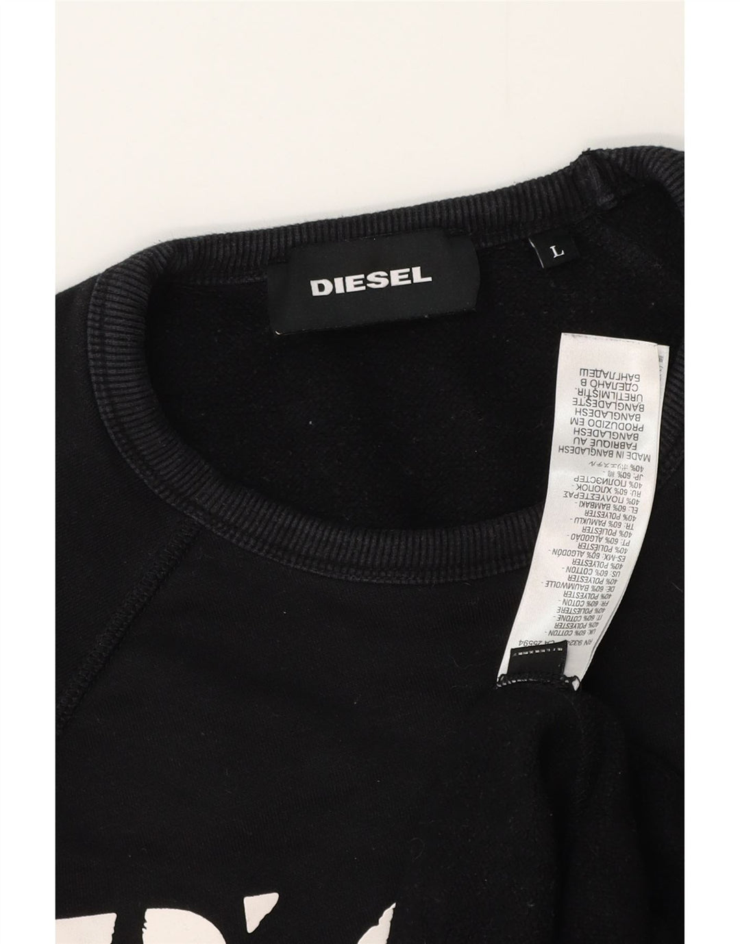 Diesel Ανδρικό γραφικό φούτερ Jumper μεγάλο μαύρο βαμβακερό