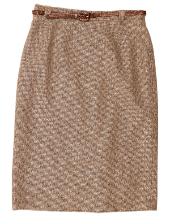 Eugen Klein Γυναικεία Pencil Φούστα IT 42 Medium W30 Καφέ Chevron μαλλί
