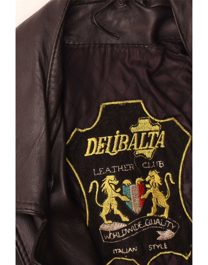 Vintage Γυναικείο Δερμάτινο Μπουφάν Biker UK 14 Medium Black Leather