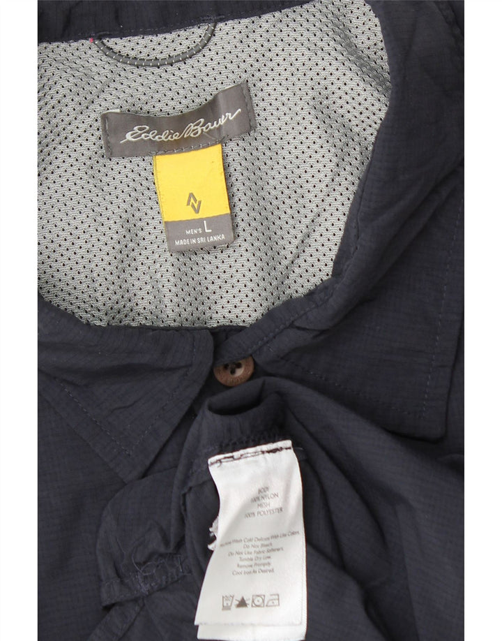 Eddie Bauer Ανδρικό Ταξιδιωτικό Πουκάμισο Large Navy Blue Nylon