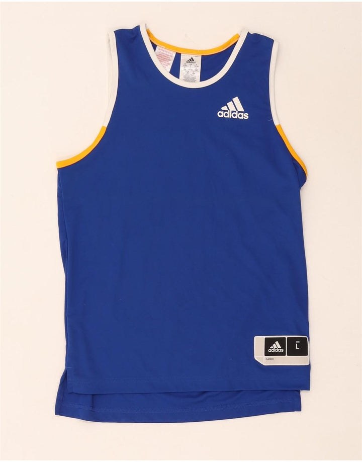 Adidas Boys Vest Top 13-14 Years Blue Polyester