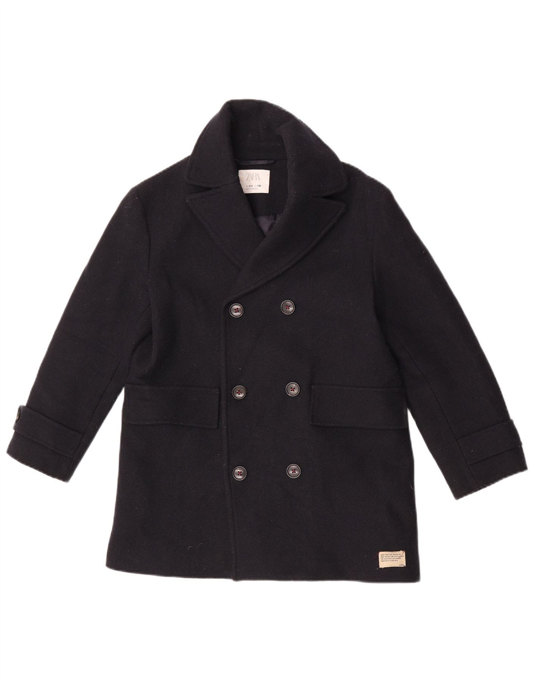 Zara Boys Pea Coat 9-10 Years Navy Blue