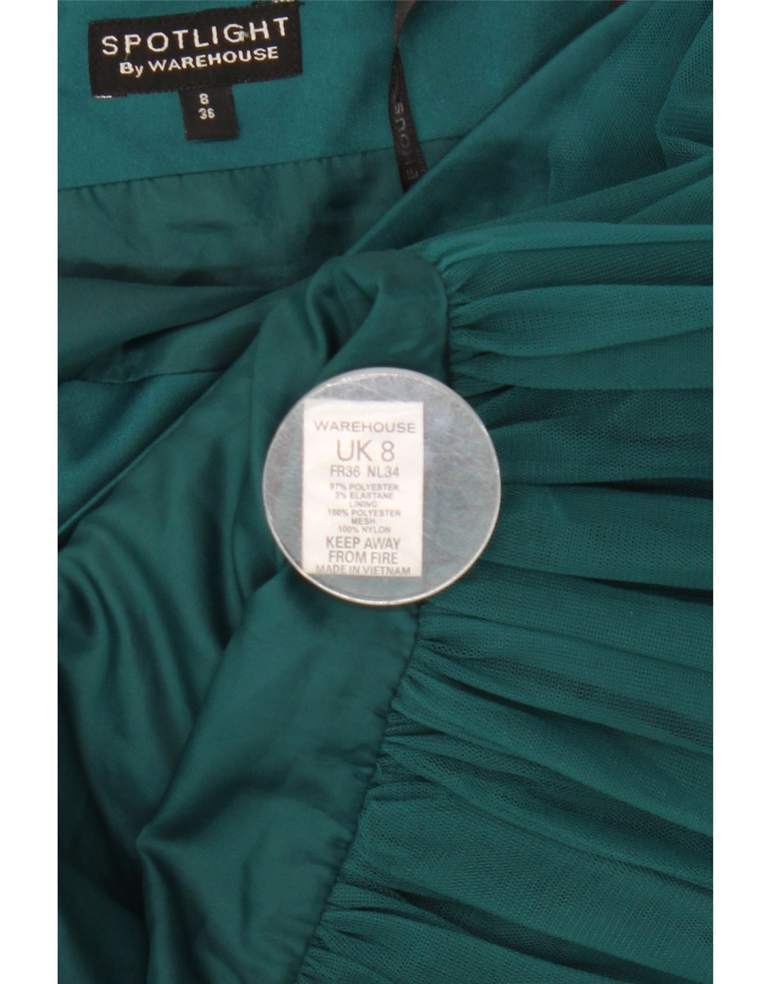 WAREHOUSE Γυναικείο φόρεμα με έναν ώμο UK 8 Small Green Polyester