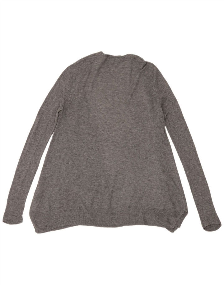 Zara Γυναικείο Longline ανοιχτό πουλόβερ ζακέτα UK 14 Medium Grey Polyester