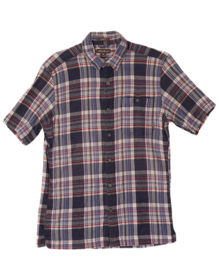 EDDIE BAUER Ανδρικό κοντομάνικο πουκάμισο με κλασική εφαρμογή, μεσαίο μπλε βαμβακερό