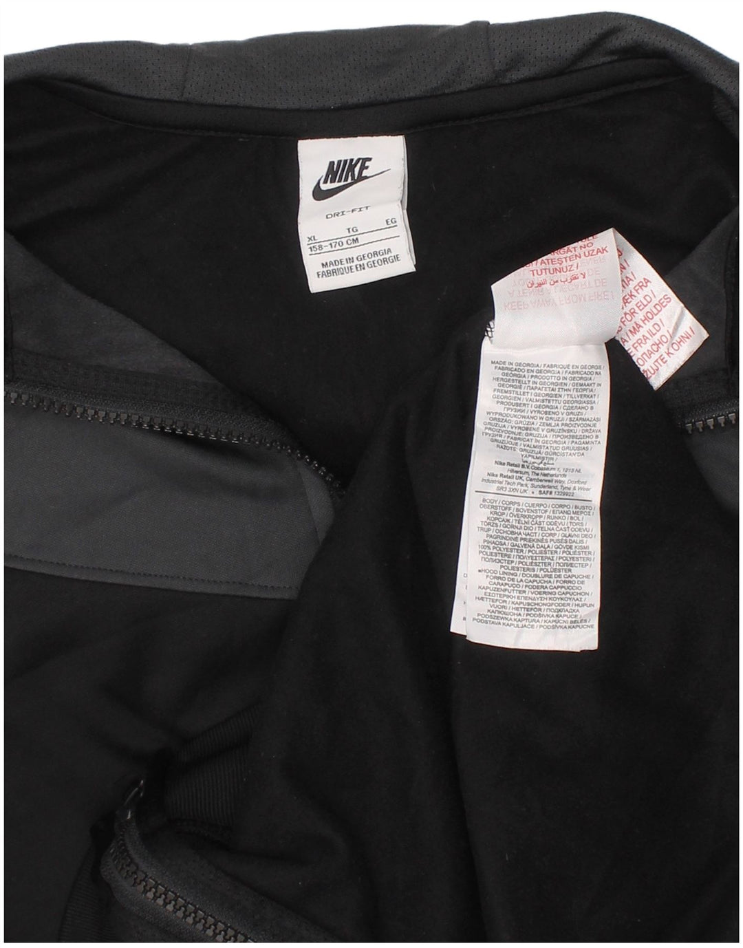 Πουλόβερ NIKE Boys Dri Fit Zip Hoodie 13-14 Years XL Black Colourblock
