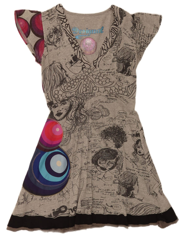 Γυναικείο Desigual Graphic A-Line φόρεμα UK 12 Medium Grey