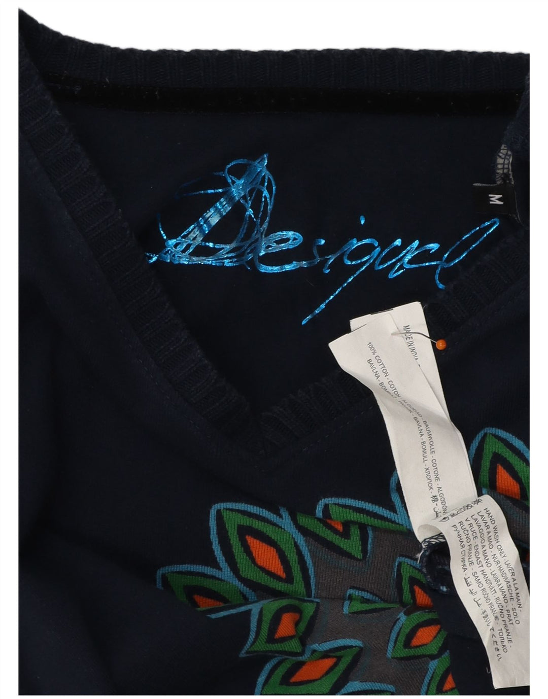 Desigual Γυναικείο τοπ μακρυμάνικο UK 12 μεσαίο μπλε ναυτικό βαμβακερό