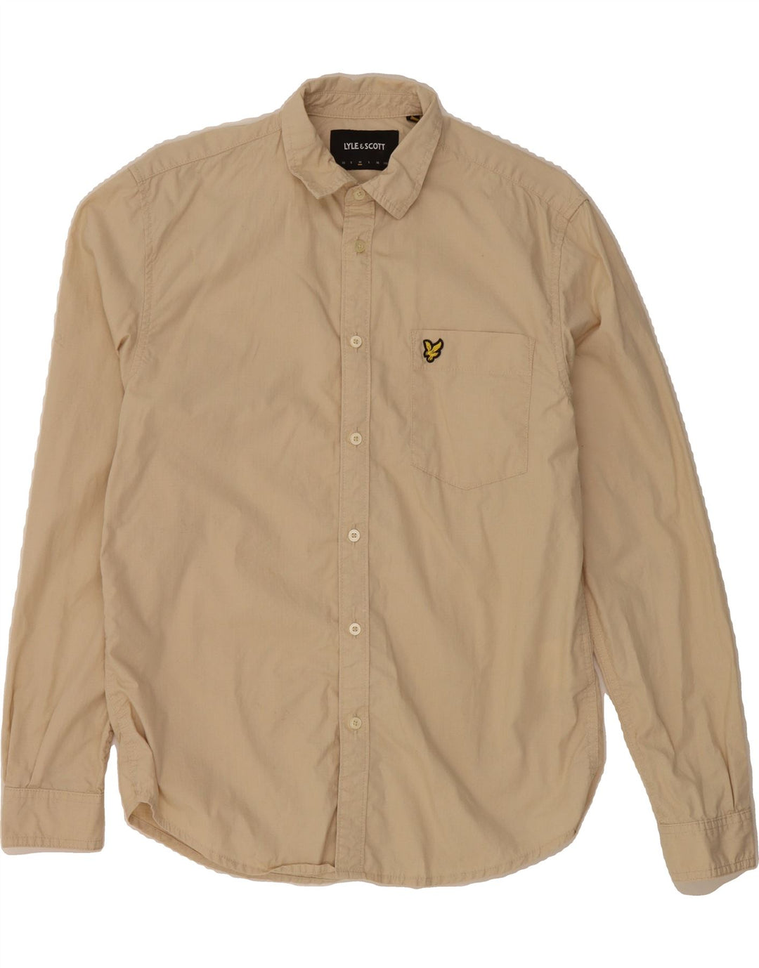 LYLE & SCOTT Mens Shirt Medium Beige Cotton Vintage Lyle & Scott and Second-Hand Lyle & Scott from Messina Hembry 