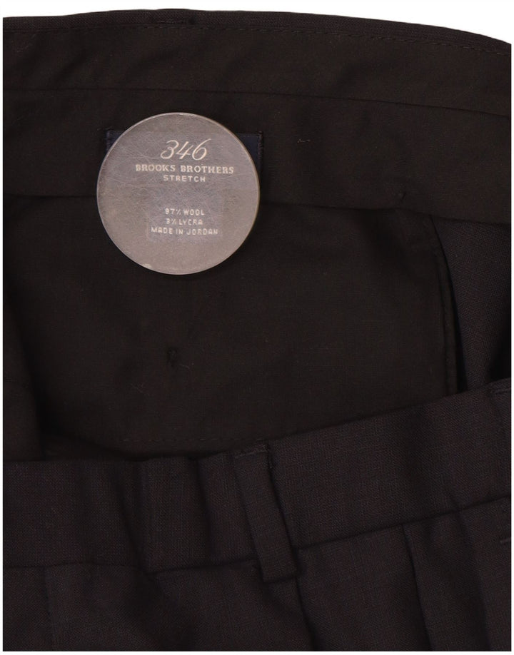 Brooks Brothers Ανδρικό 346 παντελόνι με καρφίτσα W36 L32 Navy Blue Wool