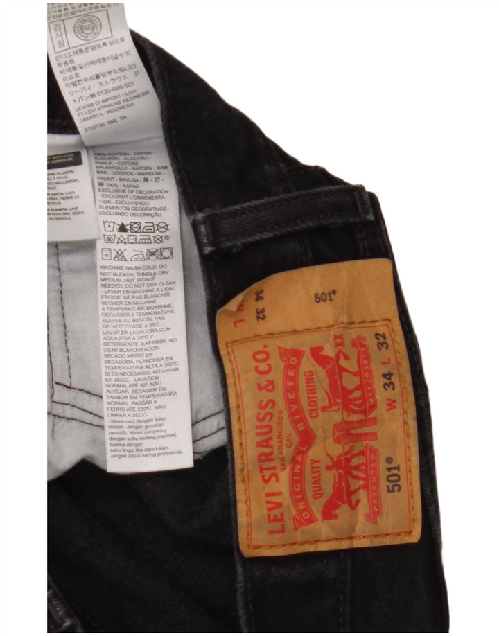 Levi's Mens 501 Straight Jeans W34 L32 Μαύρο βαμβακερό