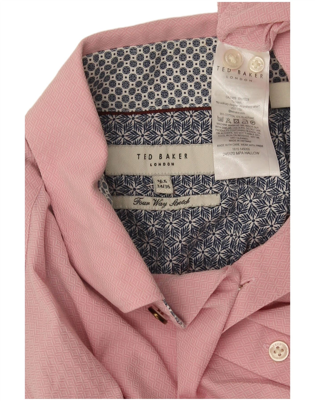 Ανδρικό πουκάμισο Ted Baker 16 1/2 μεγάλο ροζ γεωμετρικό βαμβάκι
