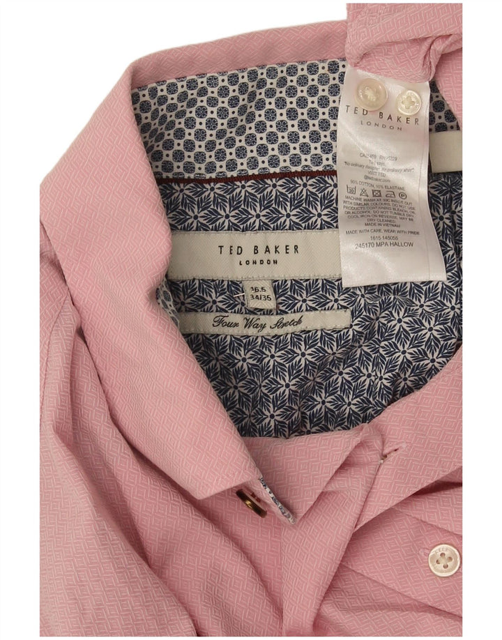 Ανδρικό πουκάμισο Ted Baker 16 1/2 μεγάλο ροζ γεωμετρικό βαμβάκι