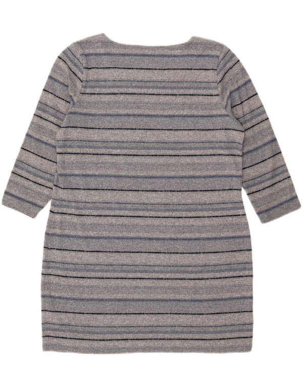 Marks & Spencer γυναικείο φόρεμα 3/4 με μανίκια UK 18 XL γκρι ριγέ