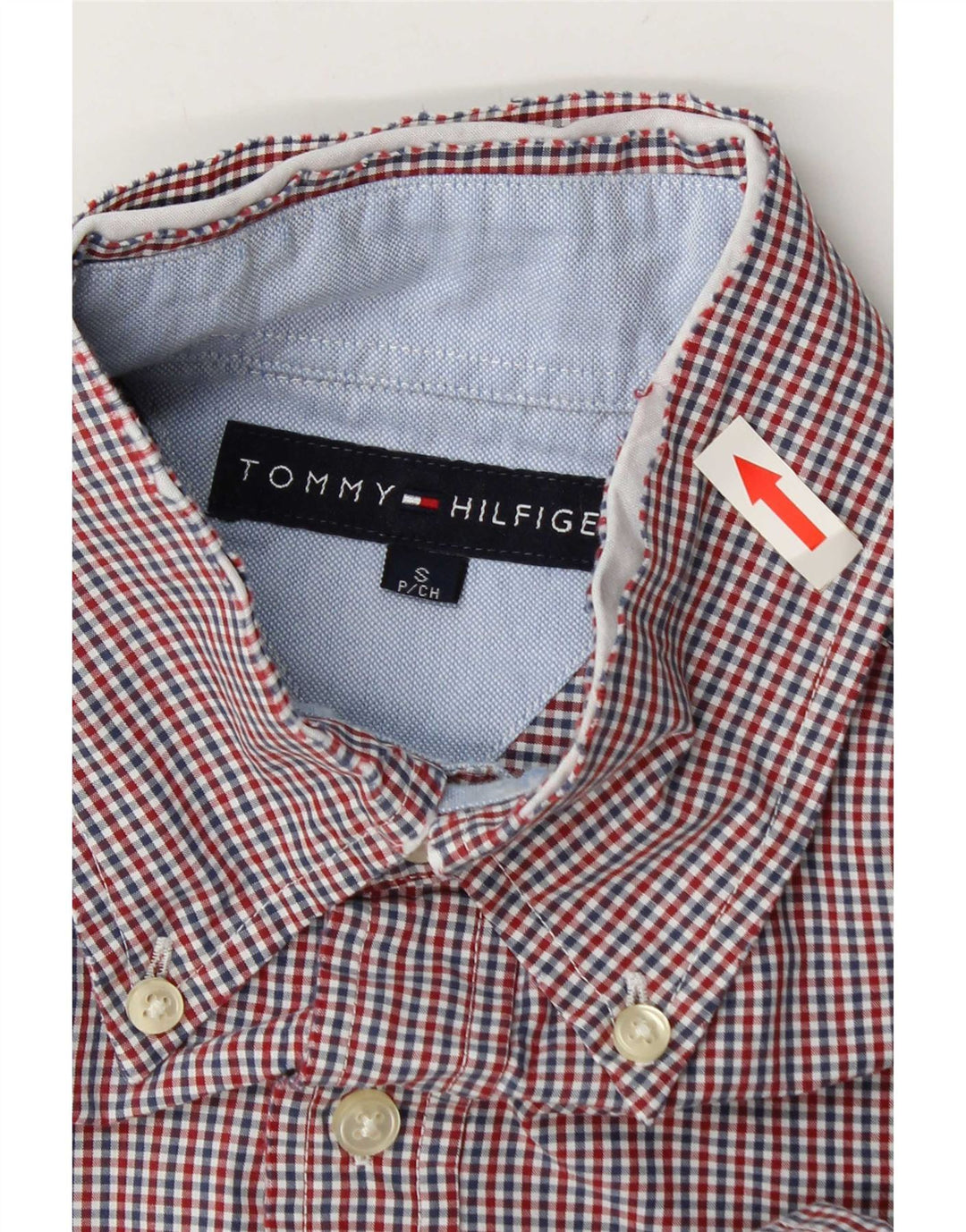 Ανδρικό πουκάμισο Tommy Hilfiger Μικρό κόκκινο βαμβακερό Gingham