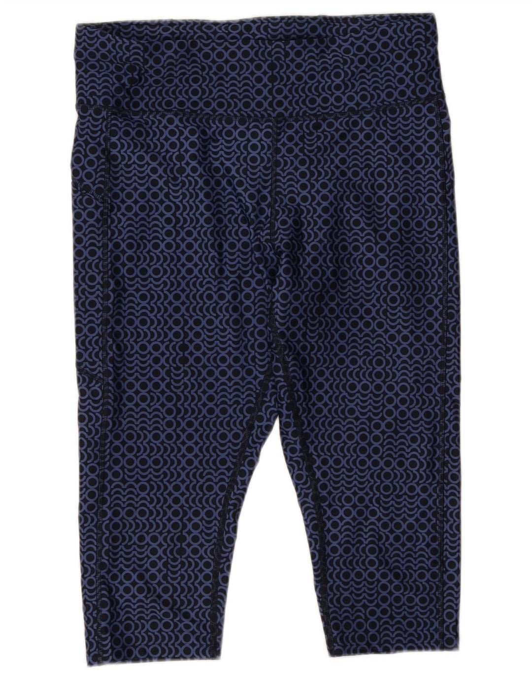 MARKS & SPENCER Womens Capri Leggings UK 16 Large  Navy Blue Geometric