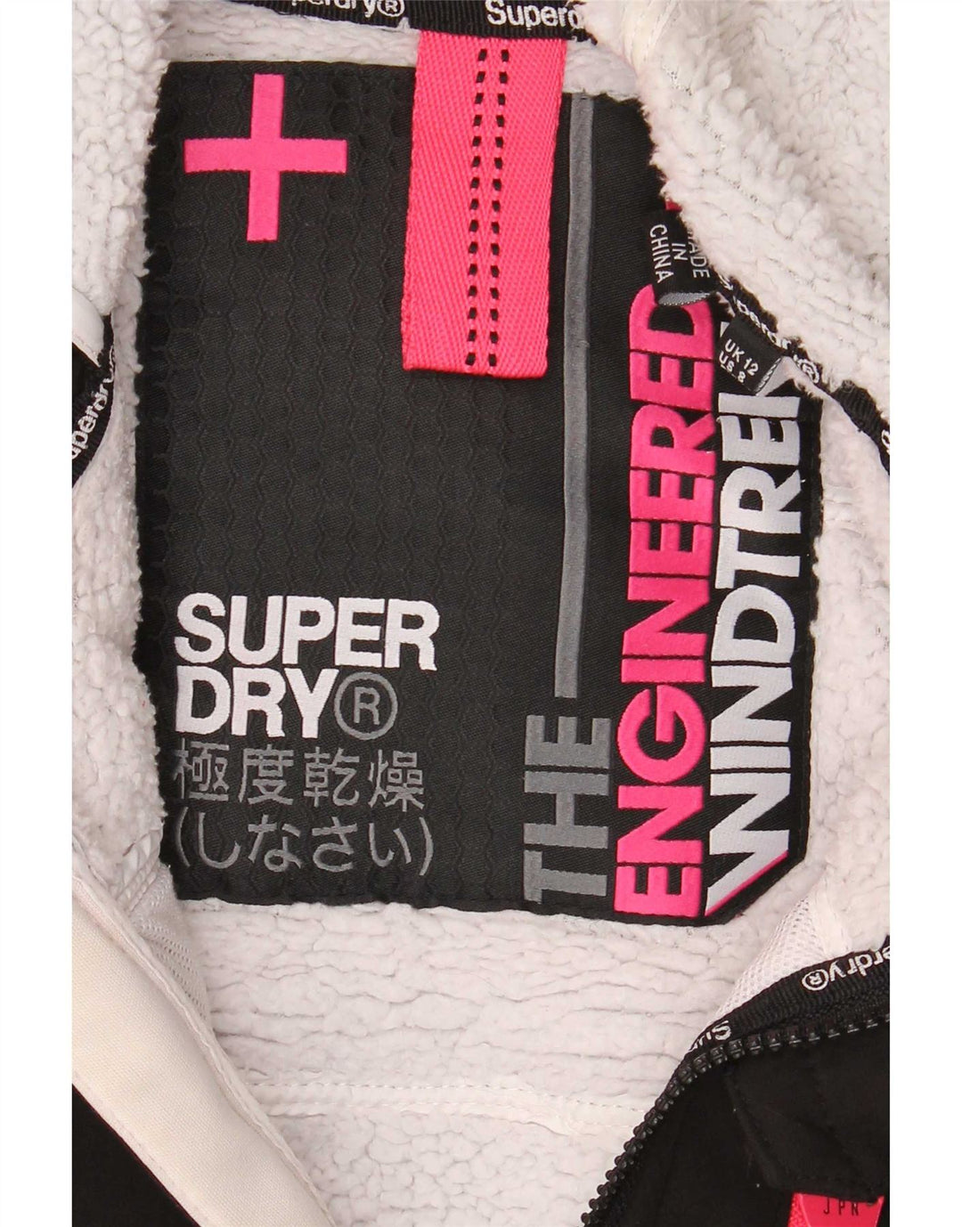 Superdry Γυναικείο Μπουφάν με κουκούλα αντιανεμικό UK 12 Medium Black