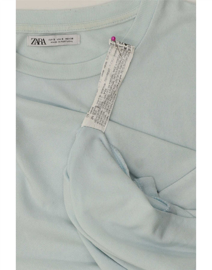 Zara Γυναικείο T-Shirt Top UK 10 Small Blue Viscose