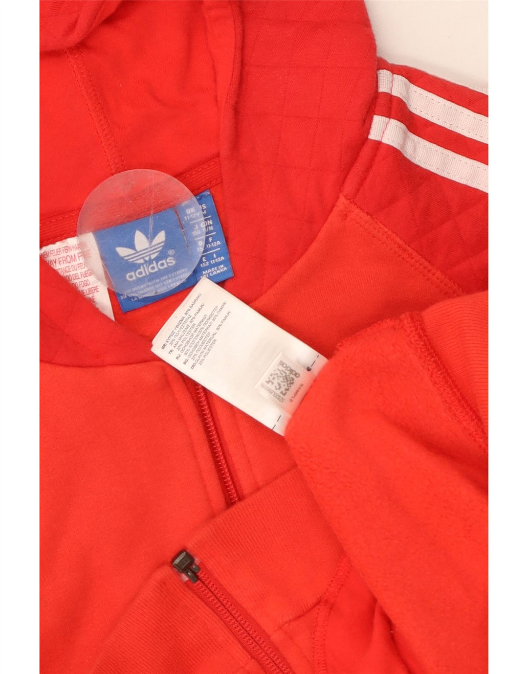 Πουλόβερ ADIDAS Boys Zip Hoodie 11-12 ετών Κόκκινο βαμβακερό