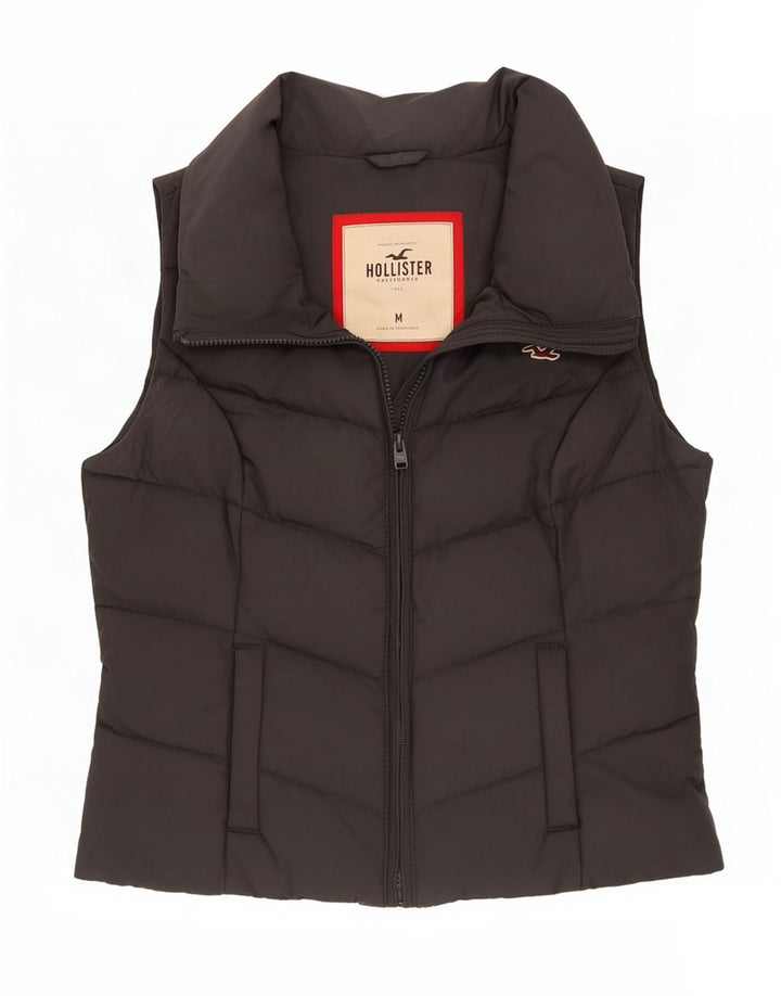 Hollister Γυναικείο padded Gilet UK 12 Medium Grey Polyester