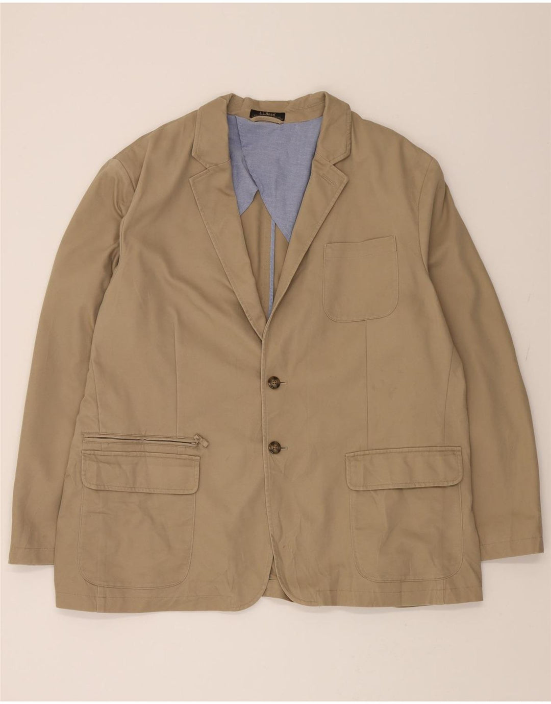 L.L.BEAN Mens 2 Button Blazer Jacket IT 50 Large Beige Cotton Vintage L.L.Bean and Second-Hand L.L.Bean from Messina Hembry 
