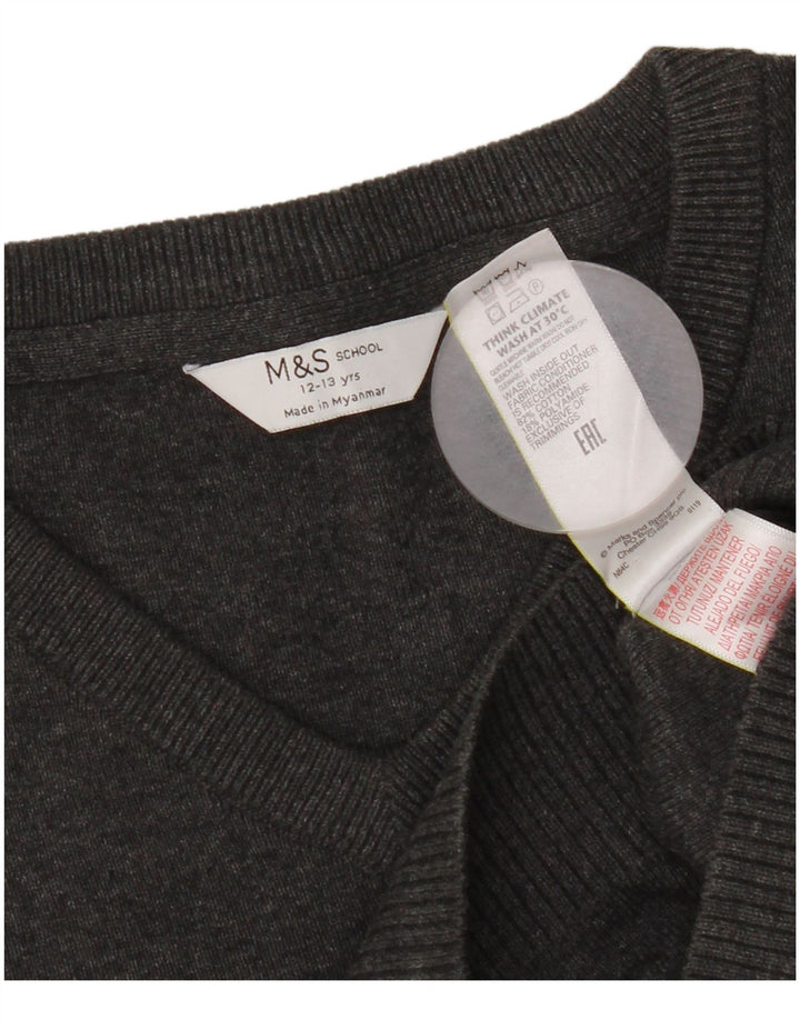 Marks & Spencer Boys πουλόβερ πουλόβερ με λαιμόκοψη 12-13 ετών γκρι βαμβακερό