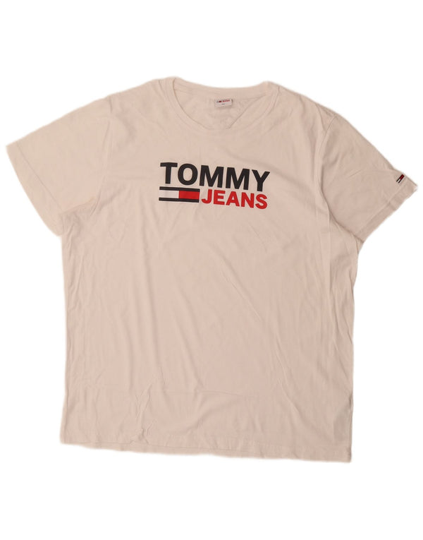 Tommy Hilfiger Ανδρικό γραφικό T-Shirt Top 2XL Λευκό βαμβακερό