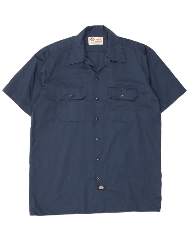 Ανδρικό κοντομάνικο πουκάμισο Dickies σε μπλε ναυτικό πολυεστέρα