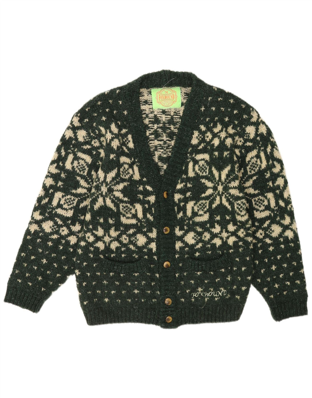 Ανδρικό πουλόβερ με ζακέτα Foxhound Medium Green Fair Isle